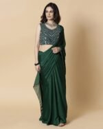 Women Striped Georgette Saree with Embellished Blouse - Image 2